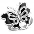TK1676 - High polished (no plating) Stainless Steel Ring with Top Grade Crystal in Clear