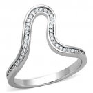 TK1680 - High polished (no plating) Stainless Steel Ring with AAA Grade CZ in Clear