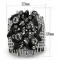 TK1687 - Two-Tone IP Black Stainless Steel Ring with Top Grade Crystal in Black Diamond