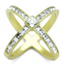 TK1726 - IP Gold(Ion Plating) Stainless Steel Ring with Top Grade Crystal in Clear