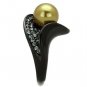 TK1732 - IP Black(Ion Plating) Stainless Steel Ring with Synthetic Pearl in Champagne