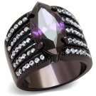 TK1752DC - IP Dark Brown (IP coffee) Stainless Steel Ring with AAA Grade CZ in Amethyst