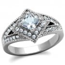 TK1760 - High polished (no plating) Stainless Steel Ring with AAA Grade CZ in Clear
