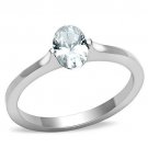 TK1762 - High polished (no plating) Stainless Steel Ring with AAA Grade CZ in Clear