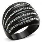 TK1789 - IP Black(Ion Plating) Stainless Steel Ring with Top Grade Crystal in Black Diamond