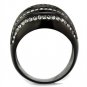 TK1789 - IP Black(Ion Plating) Stainless Steel Ring with Top Grade Crystal in Black Diamond