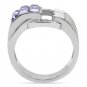 TK181 - High polished (no plating) Stainless Steel Ring with Top Grade Crystal in Tanzanite
