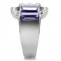 TK181 - High polished (no plating) Stainless Steel Ring with Top Grade Crystal in Tanzanite