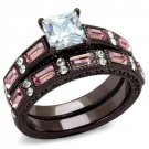 TK1829DC - IP Dark Brown (IP coffee) Stainless Steel Ring with AAA Grade CZ in Clear