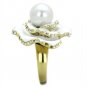 TK1847 - IP Gold(Ion Plating) Stainless Steel Ring with Synthetic Pearl in White