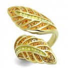 TK1849 - IP Gold(Ion Plating) Stainless Steel Ring with Top Grade Crystal in Multi Color