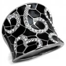 TK1853 - High polished (no plating) Stainless Steel Ring with Top Grade Crystal in Clear