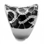 TK1853 - High polished (no plating) Stainless Steel Ring with Top Grade Crystal in Clear