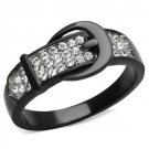 TK1868 - Two-Tone IP Black (Ion Plating) Stainless Steel Ring with Top Grade Crystal in Clear