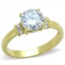 TK1877 - IP Gold(Ion Plating) Stainless Steel Ring with AAA Grade CZ in Clear