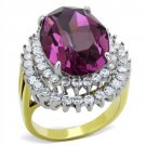 TK1892 - Two-Tone IP Gold (Ion Plating) Stainless Steel Ring with Top Grade Crystal in Amethyst