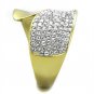 TK1912 - Two-Tone IP Gold (Ion Plating) Stainless Steel Ring with Top Grade Crystal in Clear