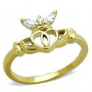 TK1926 - IP Gold(Ion Plating) Stainless Steel Ring with AAA Grade CZ in Clear