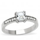TK199 - High polished (no plating) Stainless Steel Ring with AAA Grade CZ in Clear
