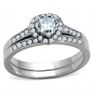TK1W161 - High polished (no plating) Stainless Steel Ring with AAA Grade CZ in Clear