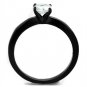 TK2013 - IP Black(Ion Plating) Stainless Steel Ring with AAA Grade CZ in Clear