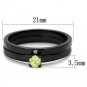 TK2015 - IP Black(Ion Plating) Stainless Steel Ring with AAA Grade CZ in Apple Green color