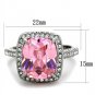 TK2027 - High polished (no plating) Stainless Steel Ring with AAA Grade CZ in Rose