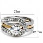 TK2032 - Two-Tone IP Rose Gold Stainless Steel Ring with AAA Grade CZ in Clear