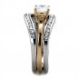 TK2032 - Two-Tone IP Rose Gold Stainless Steel Ring with AAA Grade CZ in Clear