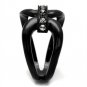 TK2098 - IP Black(Ion Plating) Stainless Steel Ring with Top Grade Crystal in Black Diamond