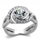 TK2111 - High polished (no plating) Stainless Steel Ring with Top Grade Crystal in Clear