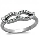TK2122 - High polished (no plating) Stainless Steel Ring with Top Grade Crystal in Clear