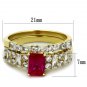 TK2134 - IP Gold(Ion Plating) Stainless Steel Ring with AAA Grade CZ in Ruby