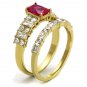 TK2134 - IP Gold(Ion Plating) Stainless Steel Ring with AAA Grade CZ in Ruby