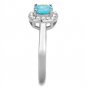 TK2161 - High polished (no plating) Stainless Steel Ring with Synthetic Synthetic Glass in Sea Blue
