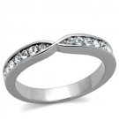 TK2163 - High polished (no plating) Stainless Steel Ring with Top Grade Crystal in Clear