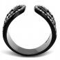 TK2166 - IP Black(Ion Plating) Stainless Steel Ring with Top Grade Crystal in Black Diamond