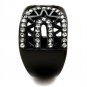 TK2166 - IP Black(Ion Plating) Stainless Steel Ring with Top Grade Crystal in Black Diamond