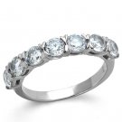 TK2182 - High polished (no plating) Stainless Steel Ring with AAA Grade CZ in Clear