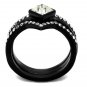 TK2185 - IP Black(Ion Plating) Stainless Steel Ring with Top Grade Crystal in Clear
