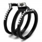 TK2185 - IP Black(Ion Plating) Stainless Steel Ring with Top Grade Crystal in Clear