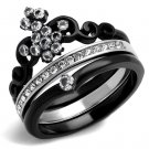 TK2187 - Two-Tone IP Black Stainless Steel Ring with AAA Grade CZ in Clear