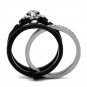 TK2187 - Two-Tone IP Black Stainless Steel Ring with AAA Grade CZ in Clear