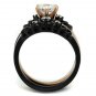 TK2189 - IP Rose Gold+ IP Black (Ion Plating) Stainless Steel Ring with AAA Grade CZ in Clear