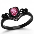 TK2192 - IP Black(Ion Plating) Stainless Steel Ring with Top Grade Crystal in Rose