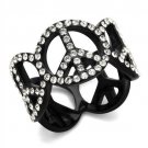 TK2194 - IP Black(Ion Plating) Stainless Steel Ring with Top Grade Crystal in Clear