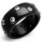 TK2196 - IP Black(Ion Plating) Stainless Steel Ring with AAA Grade CZ in Clear