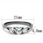 TK2260 - High polished (no plating) Stainless Steel Ring with AAA Grade CZ in Clear