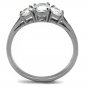 TK2260 - High polished (no plating) Stainless Steel Ring with AAA Grade CZ in Clear