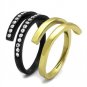 TK2298 - IP Gold+ IP Black (Ion Plating) Stainless Steel Ring with Top Grade Crystal in Clear